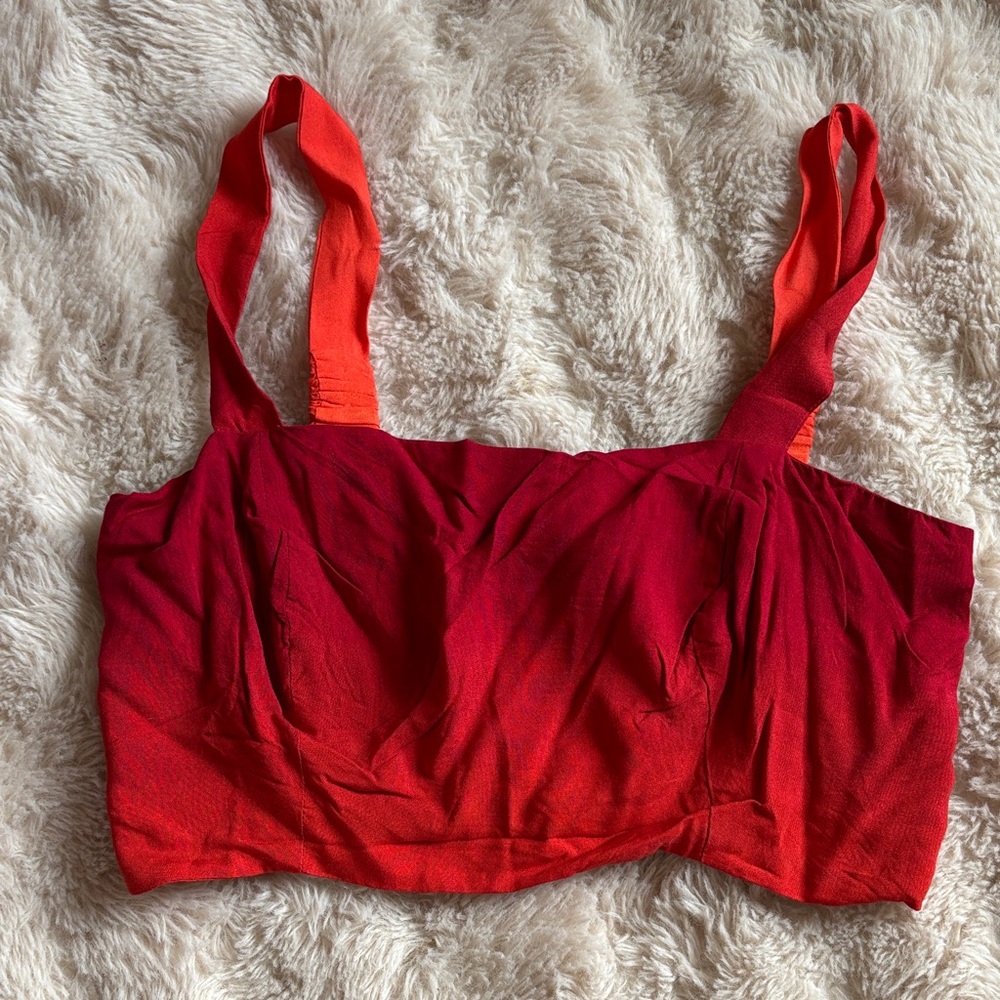 FARM Rio Red and Orange Ombre Crop Bralette